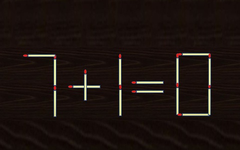 Di chuyển 1 que diêm để 7+1=0 thành phép tính đúng