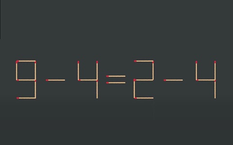Thử tài IQ: Di chuyển một que diêm để 9-4=2-4 thành phép tính đúng