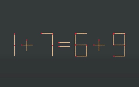 Thử tài IQ: Di chuyển một que diêm để 1+7=6+9 thành phép tính đúng