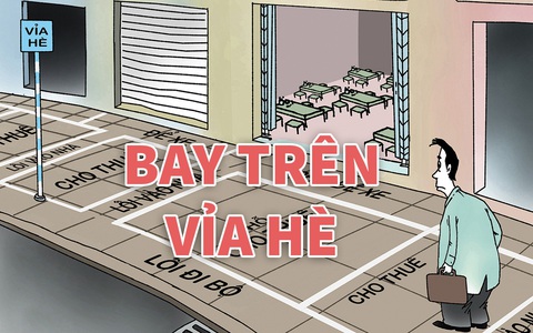 Bay trên vỉa hè