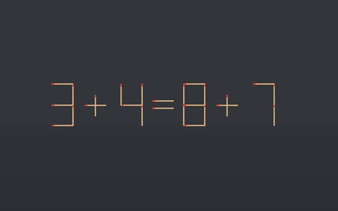 Thử tài IQ: Di chuyển một que diêm để 3+4=8+7 thành phép tính đúng