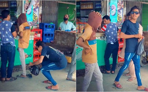 Chàng trai đi mua hàng ngơ ngác khi bị trộm mất dép