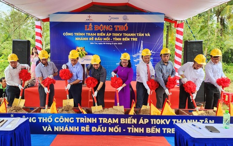 Động thổ công trình Trạm biến áp 110kV Thanh Tân và nhánh đấu nối tại Bến Tre