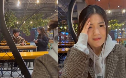 Cô gái ngượng chín mặt khi gặp crush ở nhà hàng