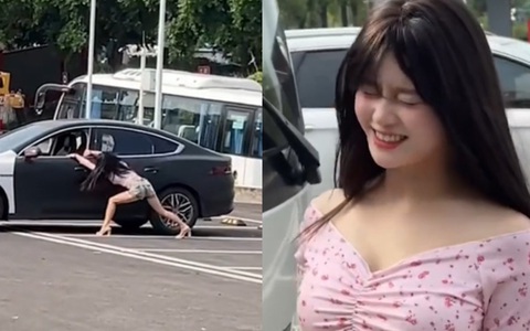 Người đẹp cơ bắp kéo ô tô đỗ đúng vị trí
