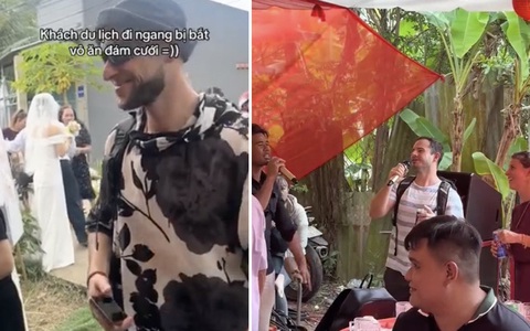 Khách Tây đi ngang đám cưới được chủ nhà Bến Tre mời vào ăn cỗ
