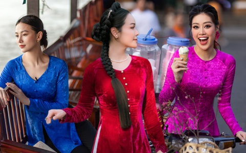 Mỹ nhân Việt xúng xính áo bà ba xuống phố đón Tết