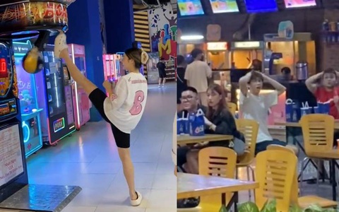 Cô gái tung 'cú đá ngàn cân' khiến đám đông hú hồn