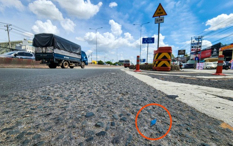 Đinh nhọn 'tái xuất' trên quốc lộ 1, đoạn lên cầu vượt An Sương