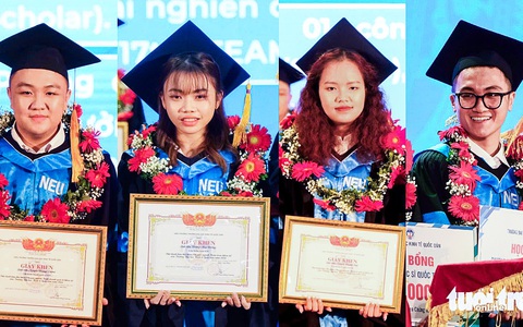 Bốn thủ khoa tốt nghiệp điểm tuyệt đối Trường đại học Kinh tế quốc dân