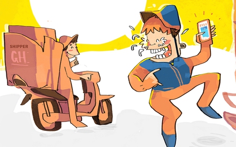 Niềm vui cực kỳ đơn giản của chàng shipper