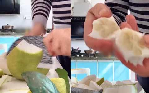 Cười sảng với màn gọt 'bưởi tàng hình'