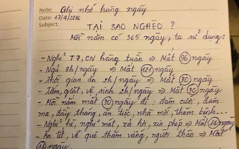 Ảnh vui 13-4: 'Nguyên nhân nghèo' dài cả một trang giấy