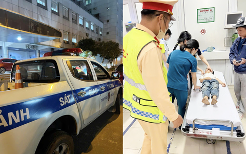 Cảnh sát giao thông hỗ trợ đưa bé trai tím tái tới bệnh viện