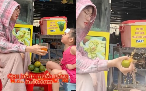 Dì cao tay trị cháu gái nhõng nhẽo không chịu uống nước cam
