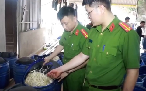 Công an Nghệ An bắt 4 người sản xuất 3.500 tấn giá đỗ 'ngậm' hóa chất