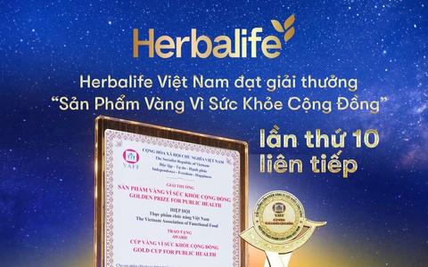 Herbalife Việt Nam đạt giải thưởng ‘Sản phẩm vàng vì sức khỏe cộng đồng’