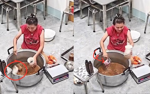 Cô gái đứng hình vì điện thoại rơi xuống thau mắm khi livestream