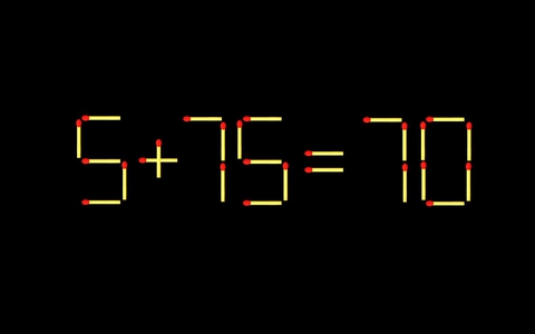 Thử tài IQ: Di chuyển một que diêm để 5+75=70 thành phép tính đúng
