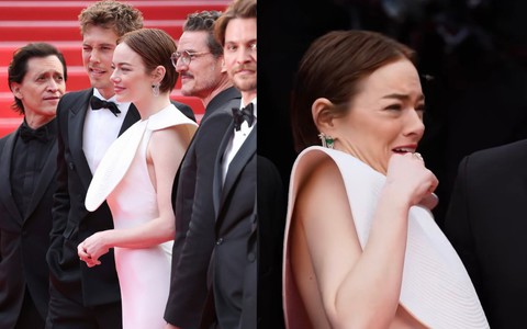 Emma Stone bị ong 'tấn công' hy hữu trên thảm đỏ Cannes