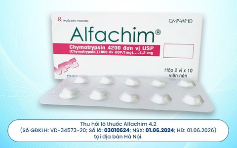 Dược Cửu Long thông báo thu hồi sản phẩm Alfachim 4.2 số lô 03010624 tại Hà Nội