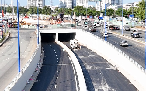 Cận cảnh hầm chui nút giao An Phú hoàn thành 99%, dự kiến thông xe vào cuối tháng 6