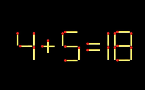 Thử tài IQ: Di chuyển một que diêm để 4+5=18 thành phép tính đúng