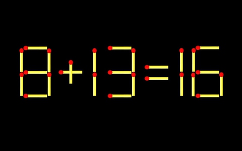 Thử tài IQ: Di chuyển một que diêm để 8+13=16 thành phép tính đúng