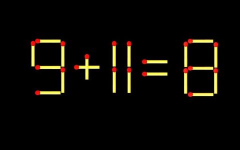 Thử tài IQ: Di chuyển một que diêm để 9+11=8 thành phép tính đúng