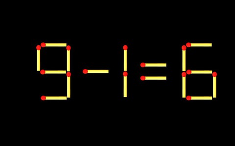 Thử tài IQ: Di chuyển một que diêm để 9-1=6 thành phép tính đúng