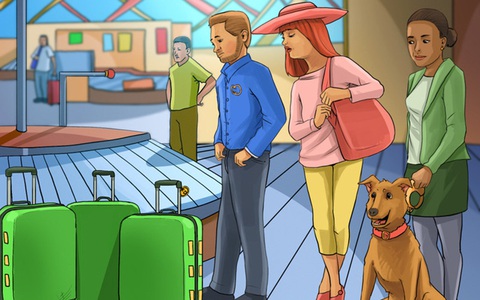 Hãy giúp ba vị khách nhận đúng vali của họ