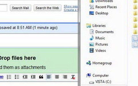 Gmail: đính kèm file bằng cách kéo và thả