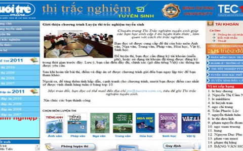 Mời bạn đọc tham dự cuộc thi Trắc nghiệm tuyển sinh lần 3
