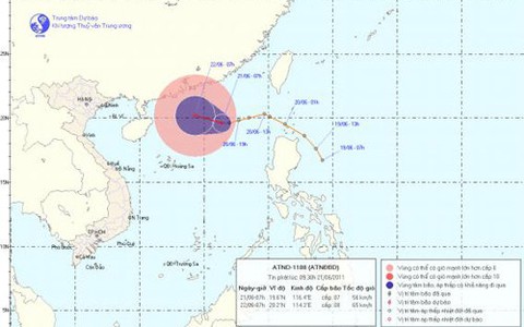 Áp thấp đã mạnh lên thành bão Haima
