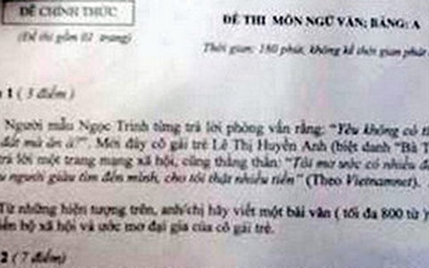 Lấy chuyện bà Tưng, Ngọc Trinh làm đề thi