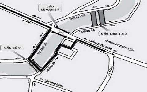 Từ 6g ngày 26-10: phân luồng lưu thông qua cầu Bông, cầu Hậu Giang