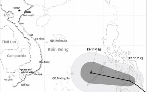 Áp thấp nhiệt đới hướng vào khu vực Nam Trung bộ