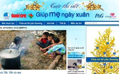 Giúp mẹ ngày xuân: giải thưởng có thể quy thành tiền mặt