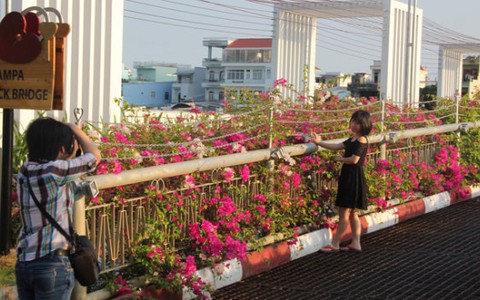 Cầu tình yêu Nha Trang rực rỡ sắc hoa