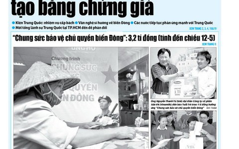 Tuổi Trẻ ngày 13-5 tường trình từ điểm nóng từ Hoàng Sa