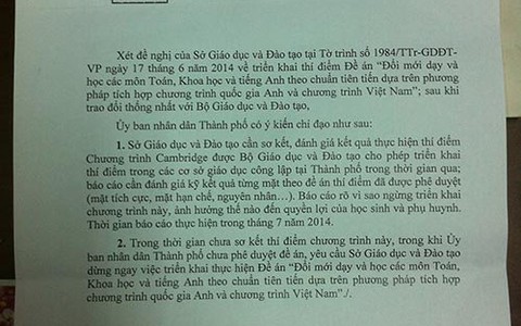 Yêu cầu Sở GD &ĐT TP.HCM ngưng triển khai Anh văn tích hợp