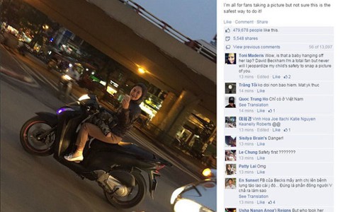 Sốt với ảnh trên facebook của Beckham về giao thông VN