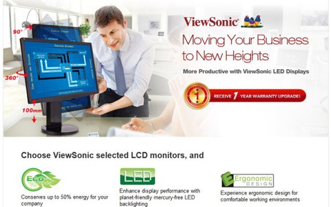 ViewSonic tăng thêm 1 năm bảo hành cho màn hình LED