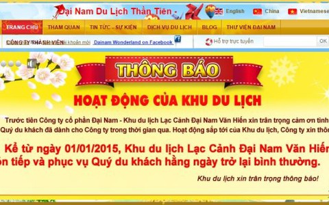 Khu du lịch Đại Nam hết miễn phí