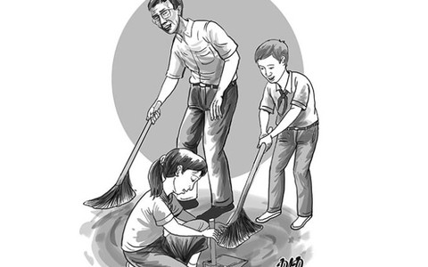 Khi thầy quét lớp