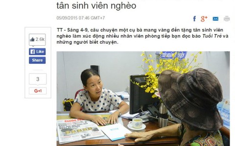 Nhìn lại mình từ tấm lòng bà cụ tặng vàng cho sinh viên nghèo