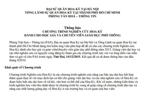 Học bổng Hoa Kỳ dành cho học giả và chuyên viên giáo dục