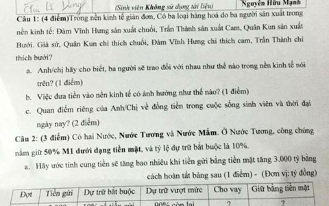 Giải thích của giảng viên đưa tên người nổi tiếng vào đề thi