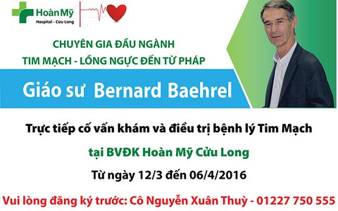 GS Bernard Baehrel sẽ cố vấn khám và điều tại bệnh viện Hoàn Mỹ Cửu Long