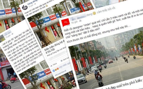 Sốc với “trăm biển hiệu như một” tại tuyến đường kiểu mẫu